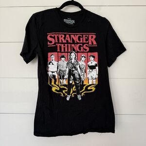 Stranger Things Adult Small Black Logo Graphic Tee